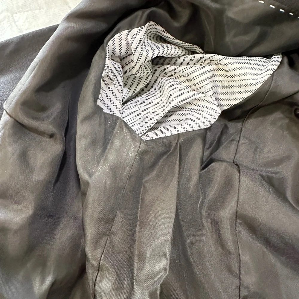 Euc $48 Merona Target Suit Coat Jacket Blazer Career Black Pockets Black 2 XS - Picture 6 of 10